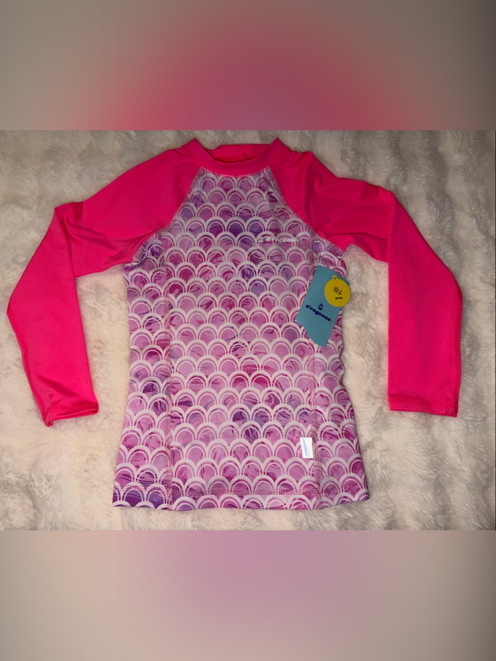 Girls' Pink Long-Sleeve Rashguard Swim Top